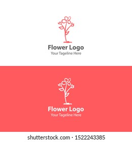 Hand Drawn Floral Logo Element. Modern Flower Logo. Flat Flower Logo.