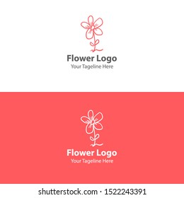 Hand Drawn Floral Logo Element. Modern Flower Logo. Flat Flower Logo.