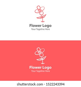Hand Drawn Floral Logo Element. Modern Flower Logo. Flat Flower Logo.