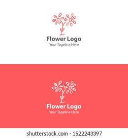 Hand Drawn Floral Logo Element. Modern Flower Logo. Flat Flower Logo.