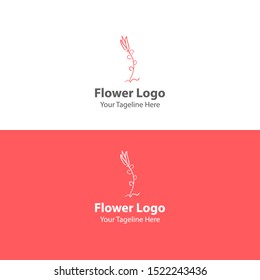 Hand Drawn Floral Logo Element. Modern Flower Logo. Flat Flower Logo.