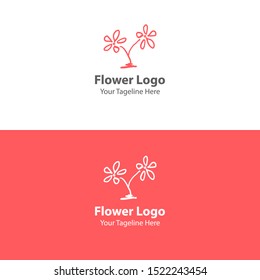 Hand Drawn Floral Logo Element. Modern Flower Logo. Flat Flower Logo.