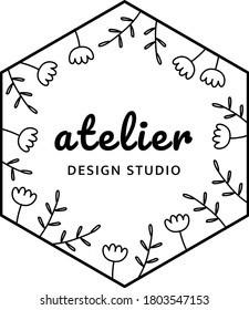 Hand drawn Floral Logo Template Vector