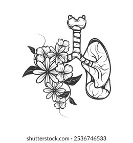 Linha de pulmões florais desenhados à mão Art - 06