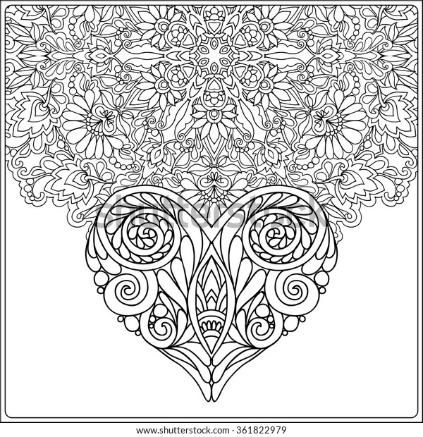 Download Hand Drawn Floral Mandala Decorative Love Stock Vector ...