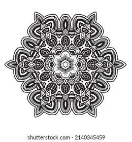 Hand drawn floral mandala.arabesques and floral elements.round floral ornament in traditional oriental motif.traditional Oriental pattern.