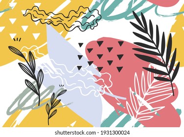 hand drawn floral memphis seamless background vector illustration