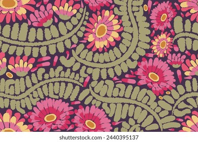 hand drawn floral motif pattern in vector