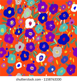 hand drawn floral naive art doodle bouquet vector background