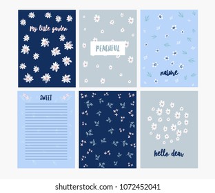 Hand Drawn Floral Note Cover Design, Vector Poster with Rustic Flowers, Greeting Card, Trendy Floral Background, Pastel Color Flowers