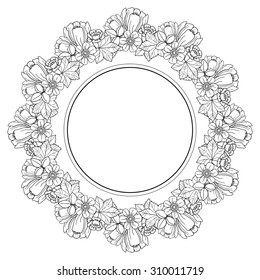 Hand drawn floral ornament, decoration, isolated on white, vector illustration