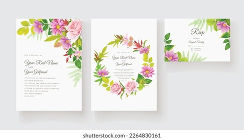hand drawn floral ornament with pink and red roses  
