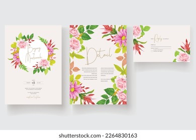 hand drawn floral ornament with pink and red roses  