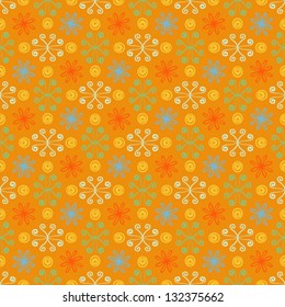 Hand drawn floral ornamented seamless pattern with thick lines and stylized flowers  Texture background for web, print, home decor, textile, wrapping paper, oriental cuisine restaurants ads