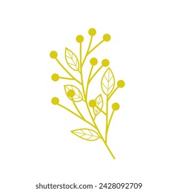 Hand drawn floral outline background. Line art decoration of leaves. Doodle line art botanical 