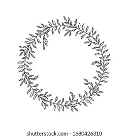 Hand Drawn Floral Oval Frame Wreath Stock Vector (Royalty Free) 1673873602