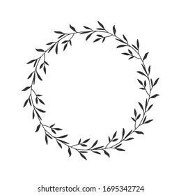 Hand Drawn Floral Oval Frame Wreath Stock Vector (Royalty Free) 1673873602