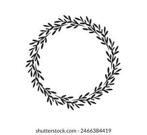 Hand drawn floral oval frame wreath vector on white background