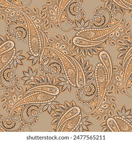 Handgezeichnete florale Paisley nahtlose Vektorgrafik Muster. Batik-Stil Stoff