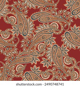 Handgezeichnete florale Paisley nahtlose Vektorgrafik Muster. Batik-Stil Stoff