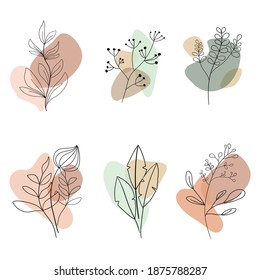 Hand drawn floral pastel decorative elements  vector