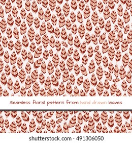 Hand drawn floral pattern from autumn leaves. For fabric, cloth design, wallpaper.