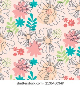 hand drawn floral pattern background design vector