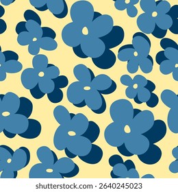 Hand drawn floral pattern, bold stylized flower seamless design for fabric, digital paper