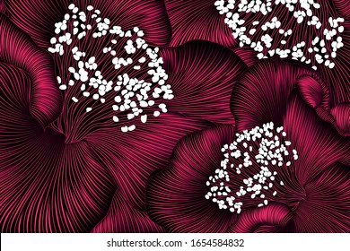 Handgezeichnetes Blumenmuster mit Kamelien-Blumen. Vektorillustration. Element für Design.