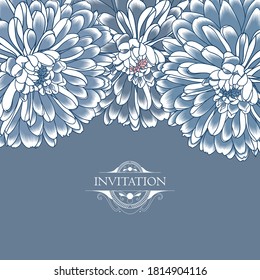 Patrón floral dibujado a mano con flores de crisantemo. Ilustración vectorial. Elemento para el diseño.
