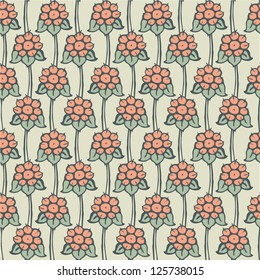 hand drawn floral pattern with cute raspberries