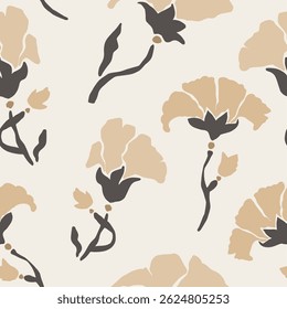Hand drawn floral pattern design, seamless abstract floral pattern