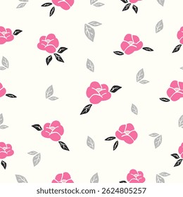 Hand drawn floral pattern design, seamless abstract floral pattern
