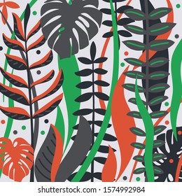 Hand drawn floral pattern. Exotic abstract vector background.