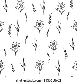 Hand drawn floral pattern for fabric, wallpaper, packing, textile, print. 