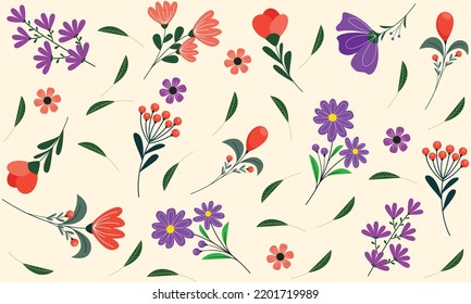 Hand drawn floral pattern. Flower background design
