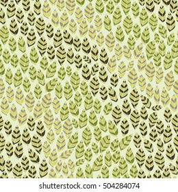 Hand drawn floral pattern from green leaves. For fabric, cloth design, wallpaper.