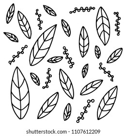 Hand drawn floral pattern isolated on white background.