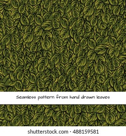 Hand drawn floral pattern from hand drawn leaves. For fabric, cloth design, wallpaper. Camouflage.