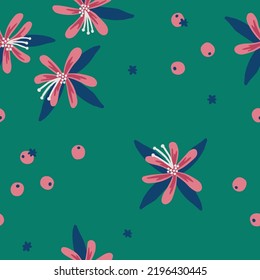 Patrón floral dibujado a mano en tonos rosados
