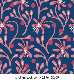 Hand drawn floral pattern in pink tones