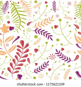 Hand drawn Floral pattern. Seamless vector texture. Elegant template for fashion prints. white background