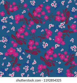 Hand drawn Floral pattern. Seamless vector texture. Elegant template for fashion prints. Dark violet background