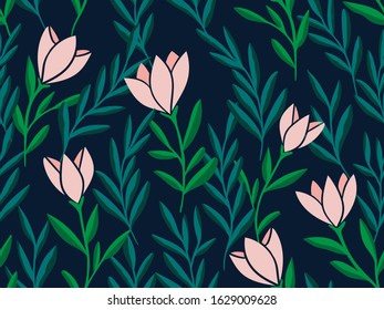 Hand drawn floral pattern. Seamless vector background. Elegant colorful template for fashion print, fabric or wallpaper.
