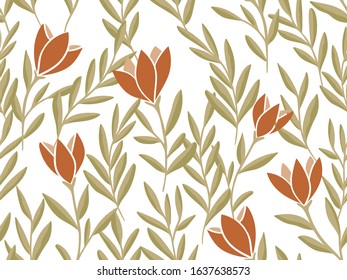 Hand drawn floral pattern. Seamless vector background. Elegant colorful template for fashion print, fabric or wallpaper.