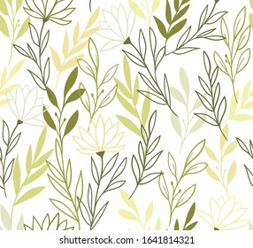 Hand drawn floral pattern. Seamless vector background. Elegant colorful template for fashion print, fabric or wallpaper.