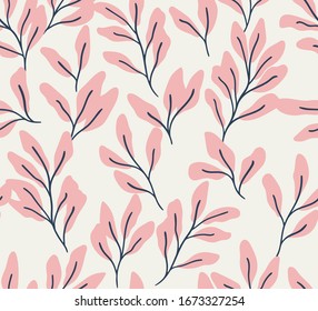 Handgezeichnetes Blumenmuster. Nahtlose Vektorillustration, Hintergrund. Elegante farbige Vorlage für Modedruck, Stoff oder Tapete.