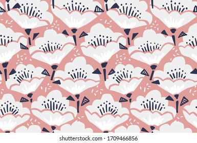 patrón floral dibujado a mano / transparente