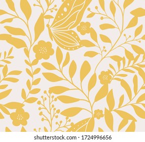Hand drawn floral pattern. Seamless vector background. Elegant colorful template for fashion print, fabric or wallpaper.