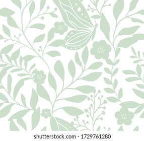 Hand drawn floral pattern. Seamless vector background. Elegant colorful template for fashion print, fabric or wallpaper.